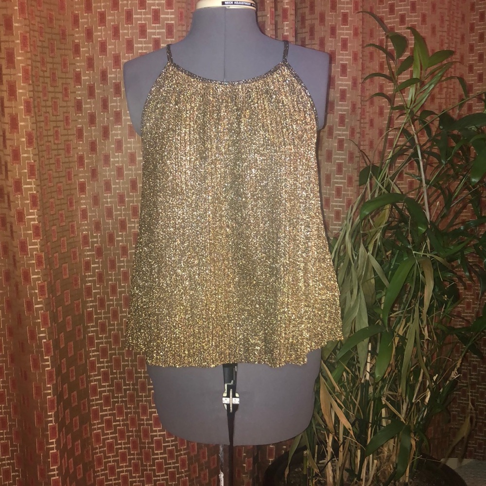 a.n.a Golden glitter sleeveless top